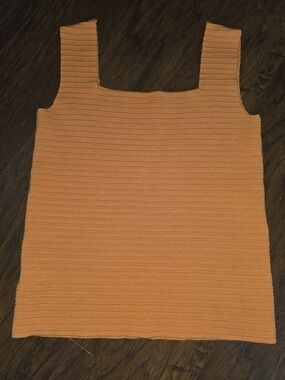 Ribbed Square Neck Tank Top - Orange